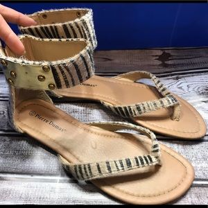 Animal Print Faux Fur Ankle Strap Sandal Size 8.5